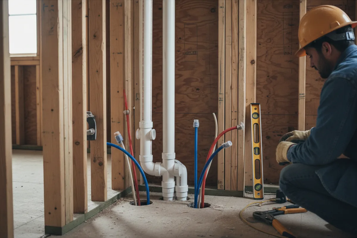 Drain and supply rough-in during Toilet Repair and Installation in Munster
