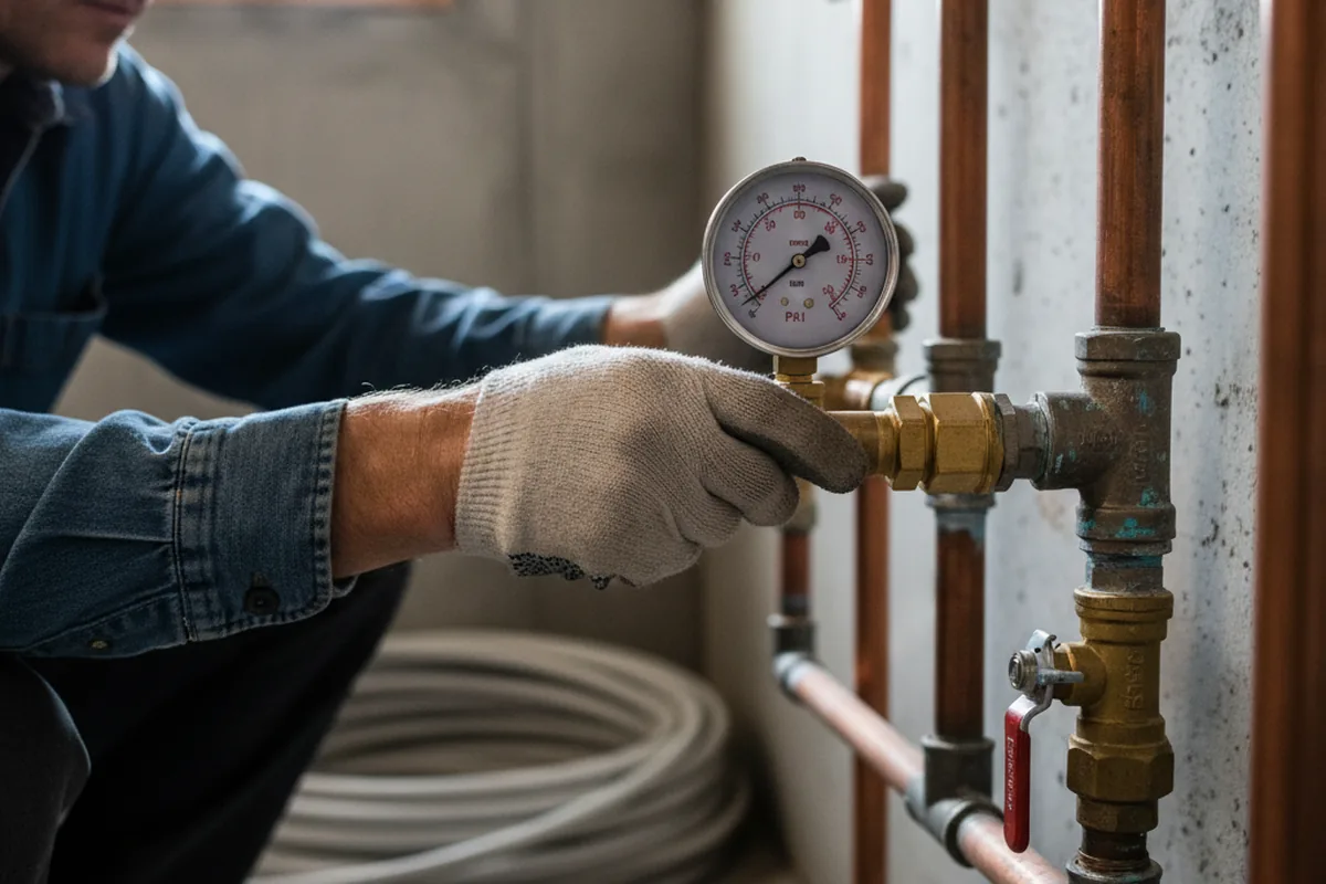 Pressure testing a repaired line during Water Line Repair in Munster